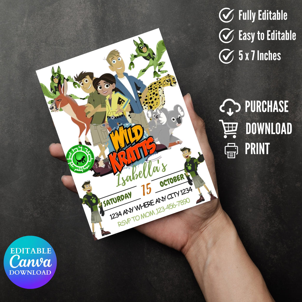 Personalized Wild Kratts Digital Birthday Party Invitation | Perfect to Print Out Editable