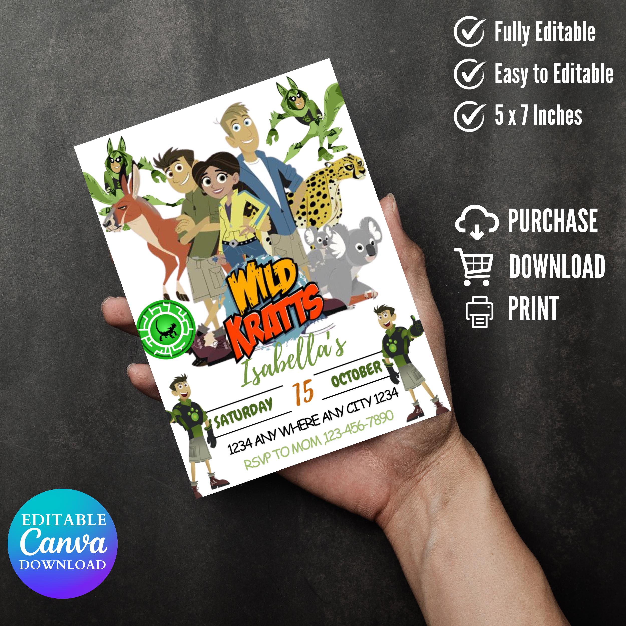Personalized Wild Kratts Digital Birthday Party Invitation | Perfect to Print Out Editable