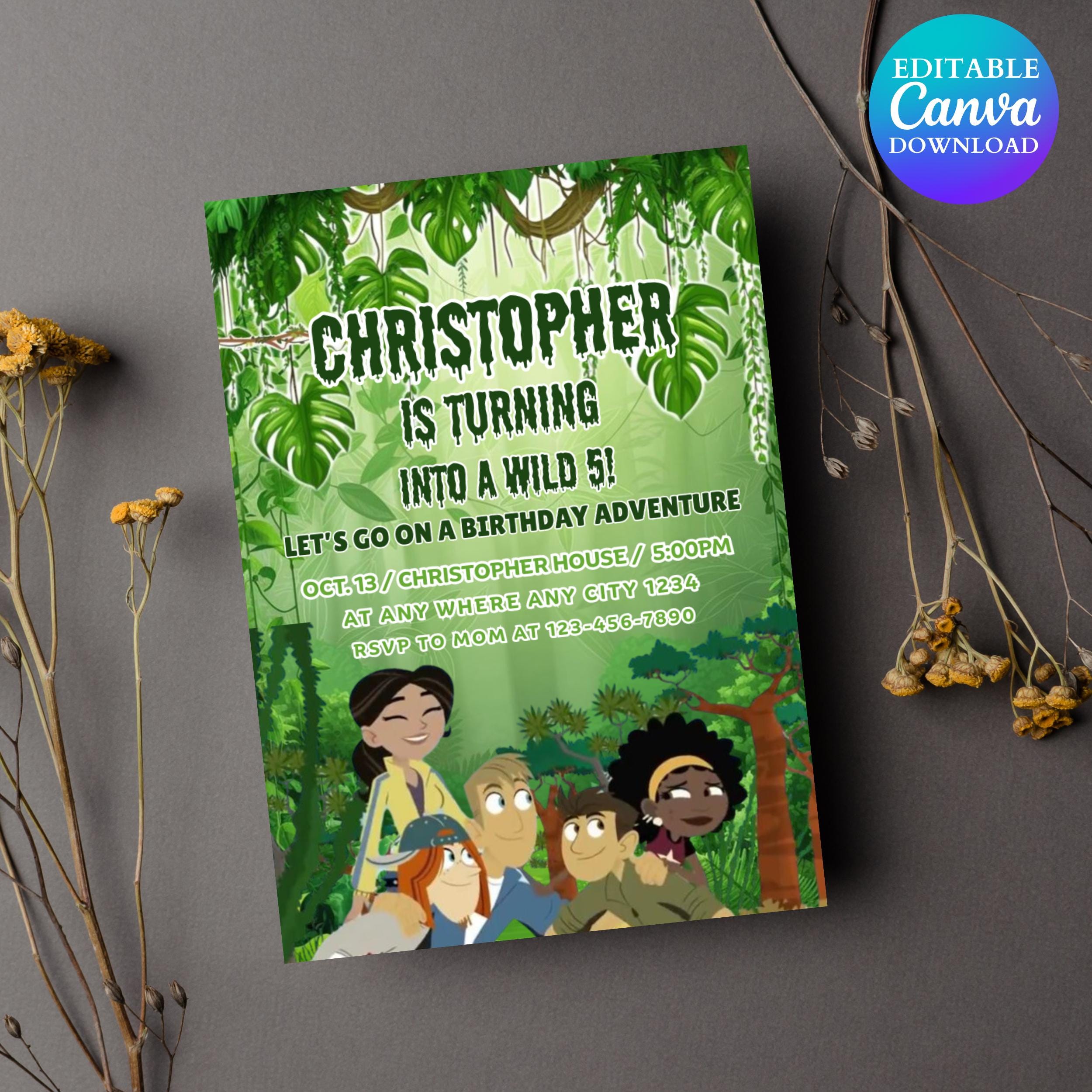 Editable Photo Mobile Wild Kratts Birthday Invitation Template, Birthday Party Invitations, Digital Kids Party Invite, Evite Bday Card