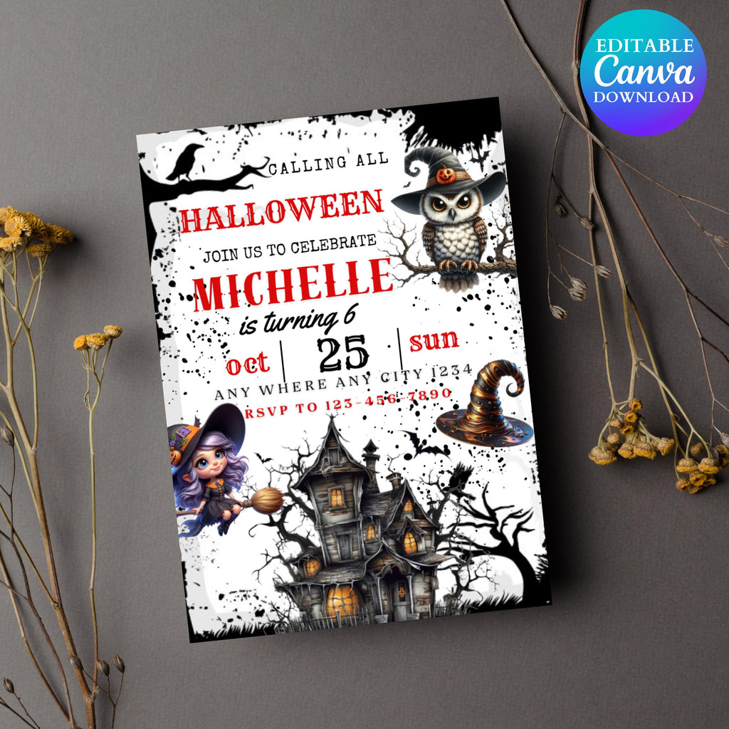 Editable Halloween Birthday Invitation, Halloween Birthday Party Invite, Spooky Halloween Birthday Invitation, Halloween Birthday Invite