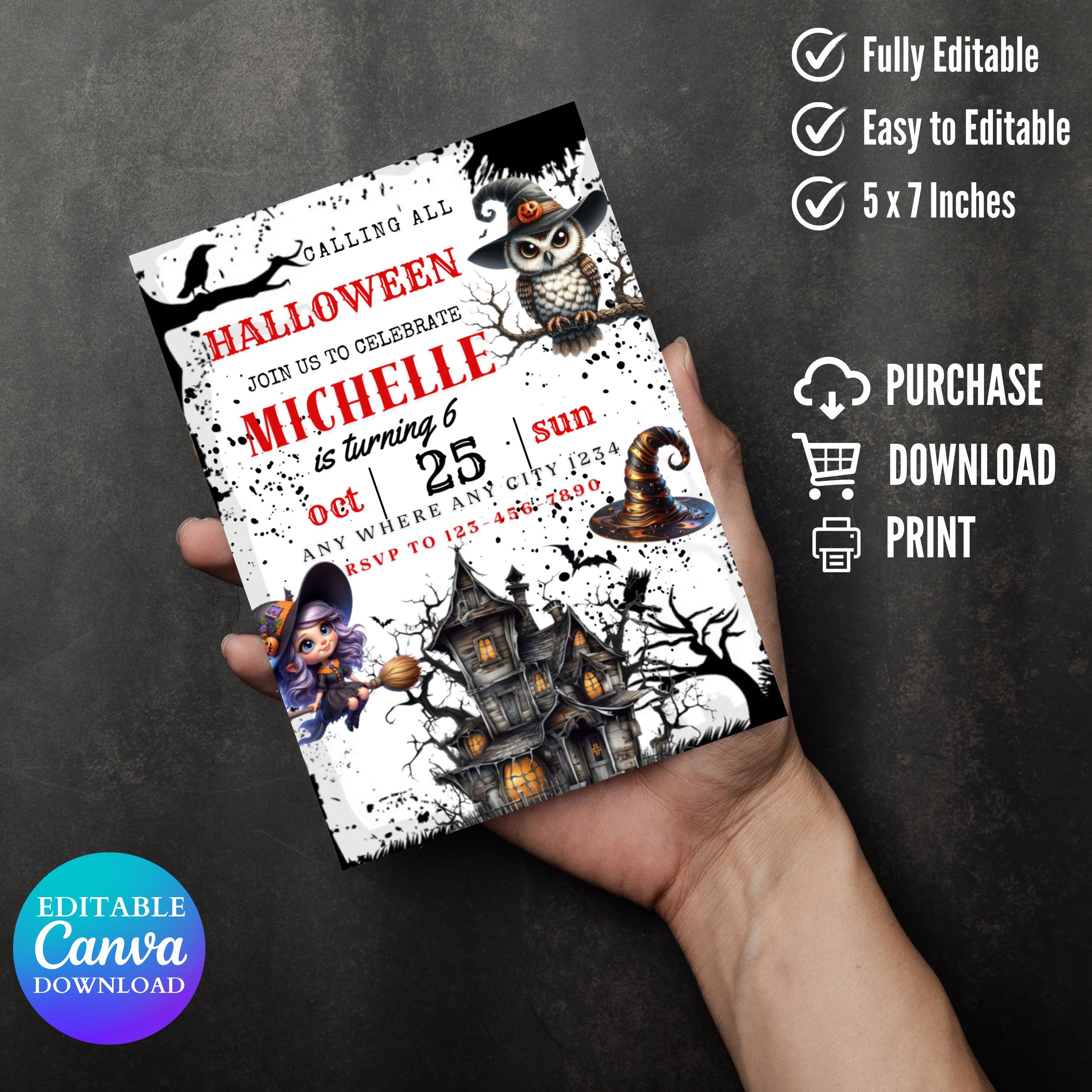 Editable Halloween Birthday Invitation, Halloween Birthday Party Invite, Spooky Halloween Birthday Invitation, Halloween Birthday Invite