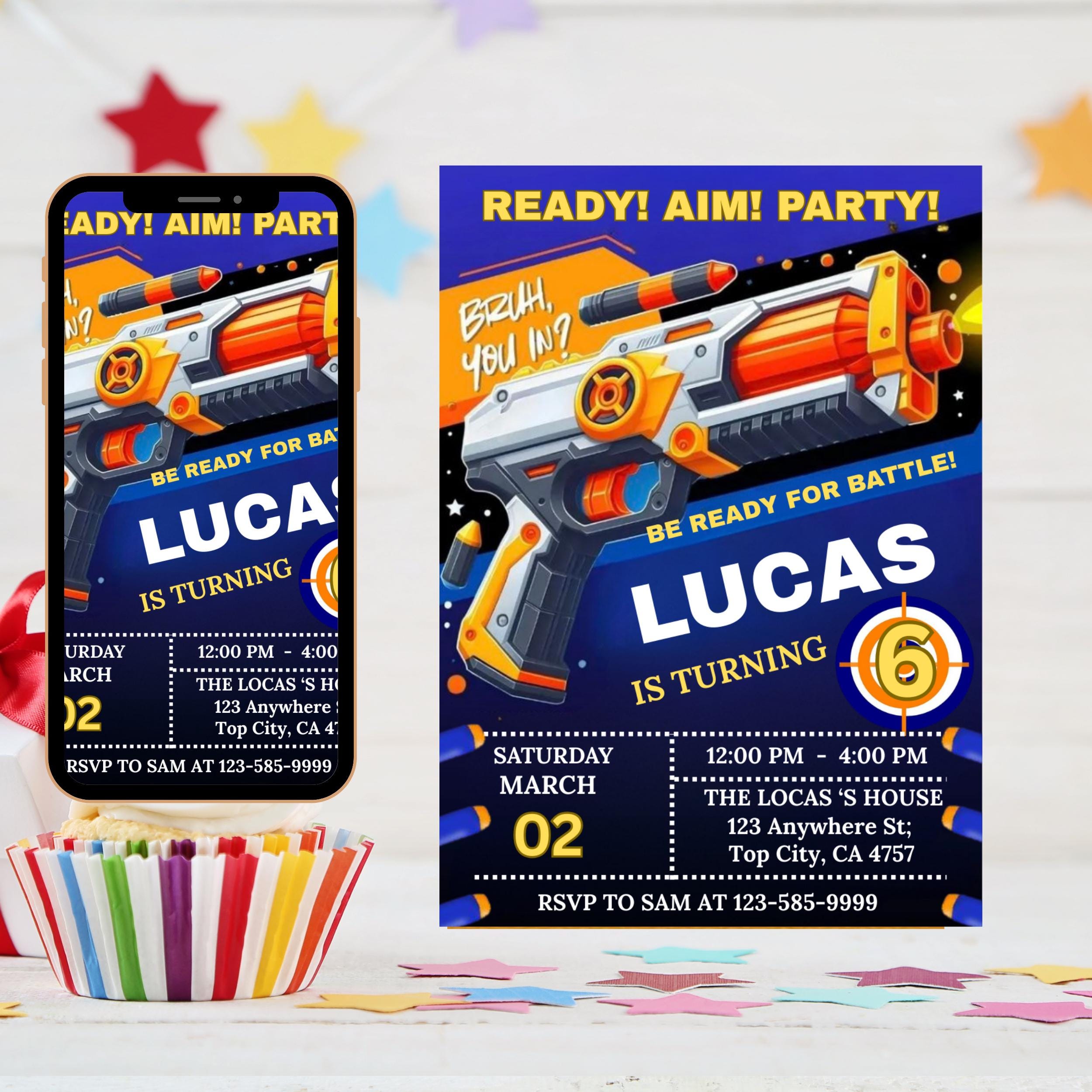 Dart Gun Birthday Invitation Template, Dart Gun Birthday Invitation, Dart Gun Party, Dart Boy Birthday Party Invite, Nerf Party Invitation