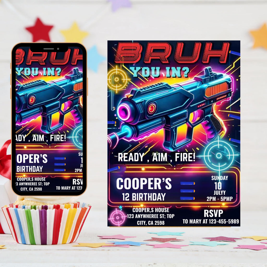 Dart Gun Birthday Invitation Template, Dart Gun Birthday Invitation, Dart Gun Party, Dart Boy Birthday Party Invite, Nerf Party Invitation