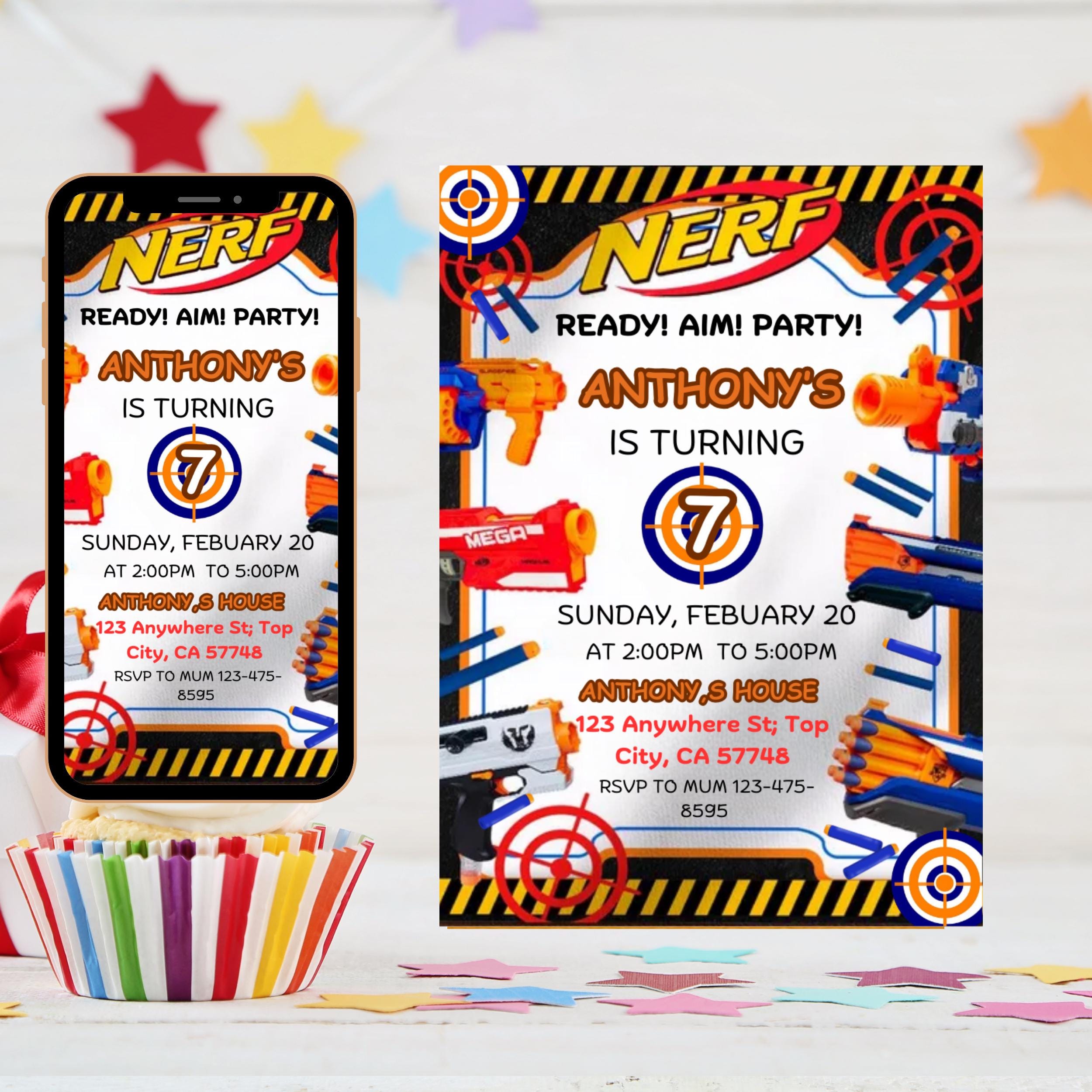 Dart Gun Invitation Editable Template, Dart Gun Birthday Invitation, Nerf Party Invitation, Dart Gun Invite Party, Boy Invitation, Dart Boy