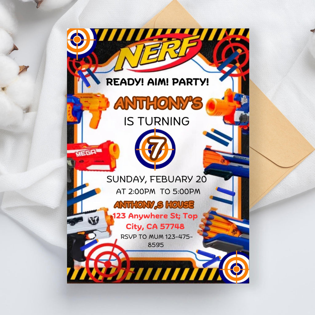 Dart Gun Invitation Editable Template, Dart Gun Birthday Invitation, Nerf Party Invitation, Dart Gun Invite Party, Boy Invitation, Dart Boy