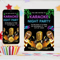 Editable Karaoke Party Birthday Invitation, Glow Karaoke birthday party neon singing music party invite Karaoke and glow instant download