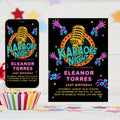 Editable Karaoke Party Birthday Invitation, Glow Karaoke birthday party neon singing music party invite Karaoke and glow instant download