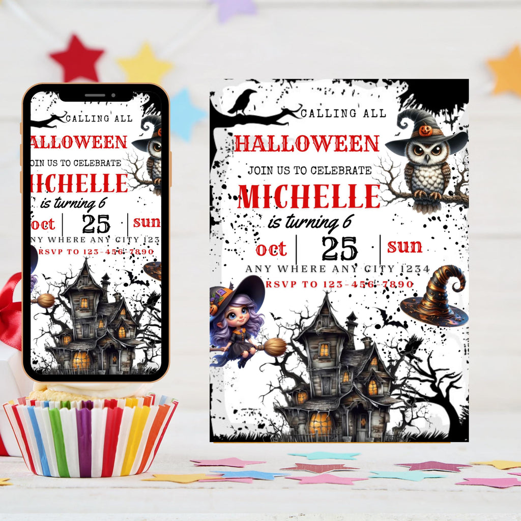 Editable Halloween Birthday Invitation, Halloween Birthday Party Invite, Spooky Halloween Birthday Invitation, Halloween Birthday Invite