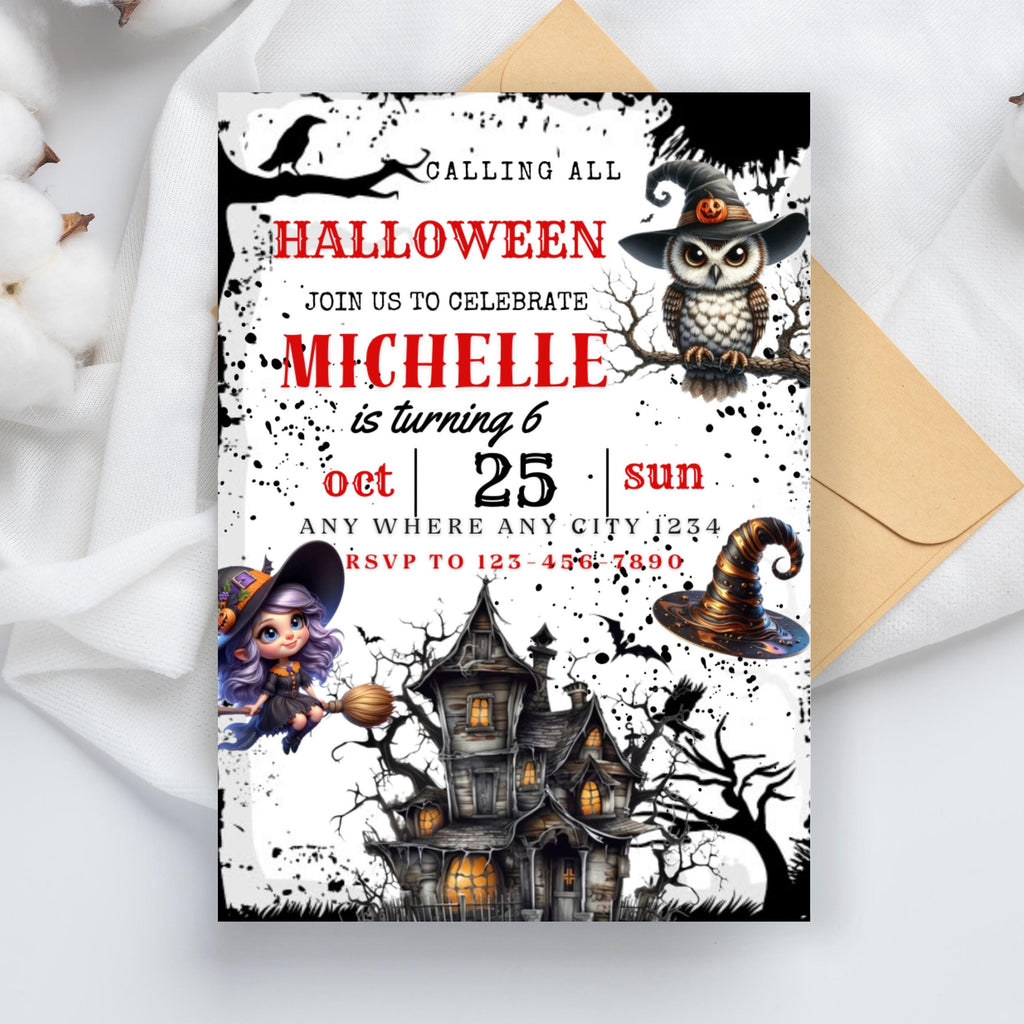 Editable Halloween Birthday Invitation, Halloween Birthday Party Invite, Spooky Halloween Birthday Invitation, Halloween Birthday Invite