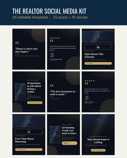 Social Media Templates for Real Estate Agents — 35 Instagram Posts & Stories