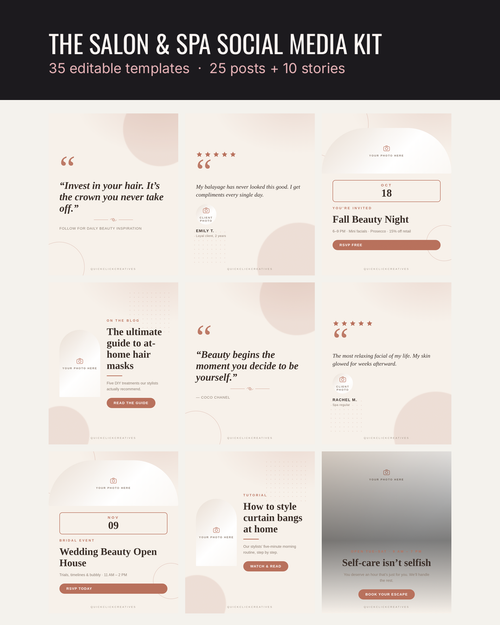 Social Media Templates for Salons & Spas — 35 Instagram Posts & Stories